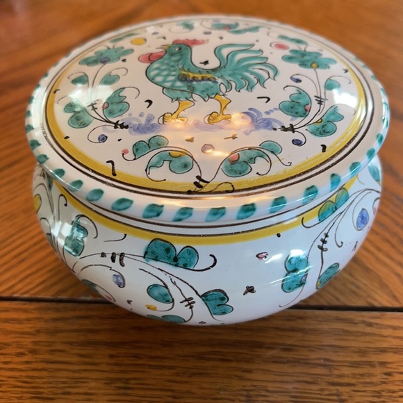 ♦️SOLD♦️Grazia Deruta Green Rooster Box Verde - Picture 3 of 5